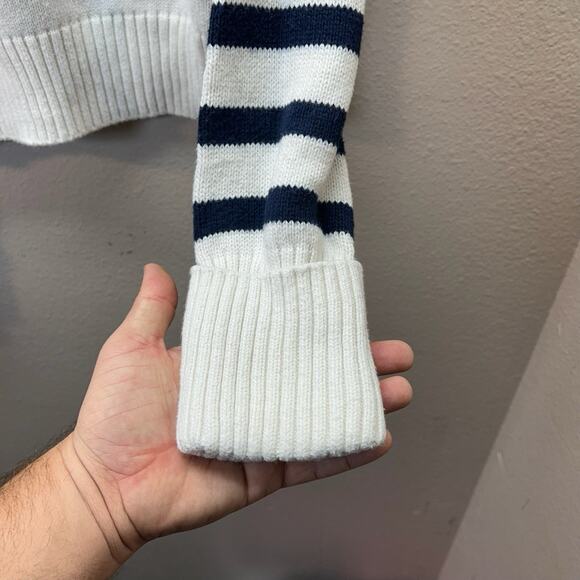 Abercrombie & Fitch Sweater SZ S Striped V Neck Preppy Nautical Old Money - Picture 3 of 6